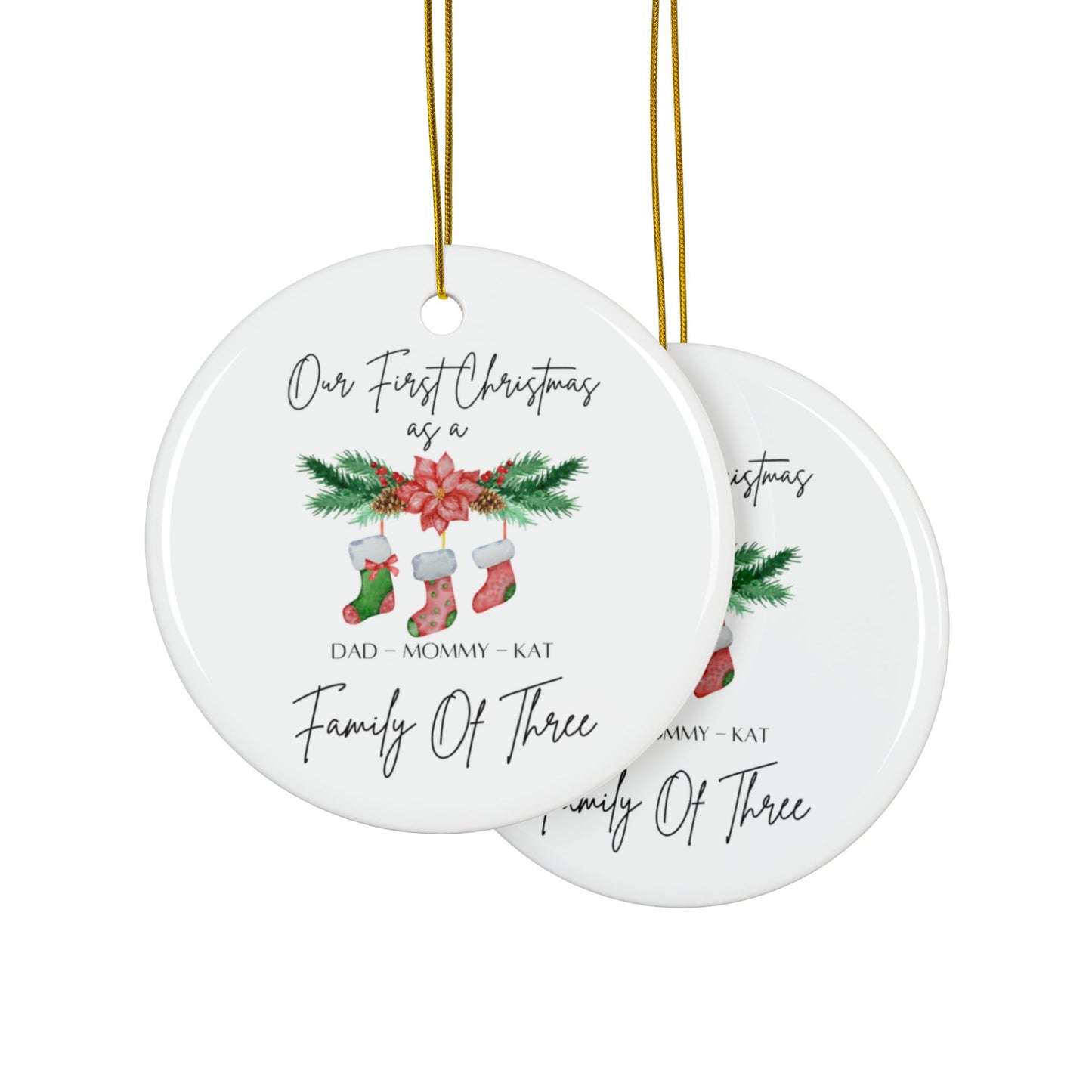 Family Of Three Custom Ornament Printify